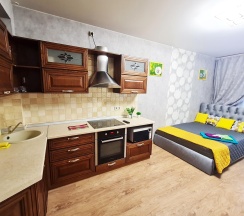 1-комнатные апартаменты студия с 1 двуспальной кроватью в Апартаменты Новосибирска