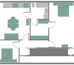 Апартаменты 3 комнаты, мансарда - 3й этаж в Белый снег