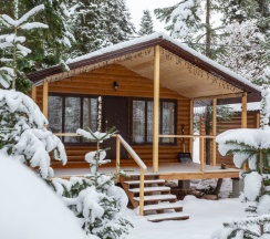 Двухместное шале с красивым видом из окна двуспальная кровать в Forest house resort