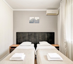 Комната стандарт с 2 односпальными кроватями с видом на террасу в Белая Лилия