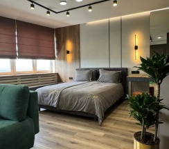 Четырёхместные апартаменты с балконом и с видом на город в Апартаменты Sensum Deluxe с панорамным видом на Оку