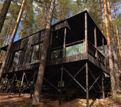 Панорамный номер с сауной, мангалом и видом на озеро в Greenvald парк Скандинавия