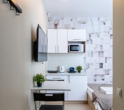 1-комнатные апартаменты эконом с 1 двуспальной кроватью (без окна) в Prim Rooms Apt Apartments (Прим Румс Апт Апартментс)