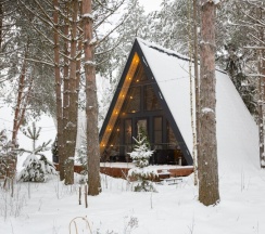 №3 A-Frame 60m2 с купелью (оснащение дома, стоимость купели и бани см. Подробнее) в Les holidays