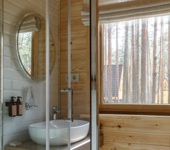 А-фрейм с террасой и купелью (dogs friendly) в Orsha River Club