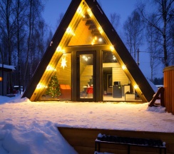 №6 A-Frame 50m2 с купелью (оснащение дома, стоимость купели и бани см. Подробнее) в Les holidays