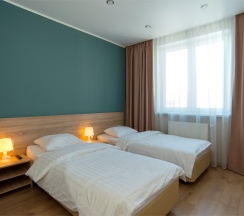 Апартаменты с 2 спальнями. Вид на реку Казанку и аквапарк "Ривьера" в Sibgat Apartments