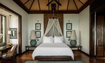 Двухместная Вилла с бассейном Premier с видом на океан двуспальная кровать в Four Seasons Resort Koh Samui