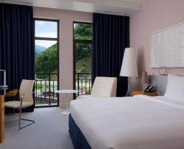 Премиум с французским балконом и видом на реку в Radisson Hotel Rosa Khutor
