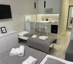 Двухместная студия Deluxe с балконом двуспальная кровать в Апартаменты Новая в Престижном ЖК Минск-Мир