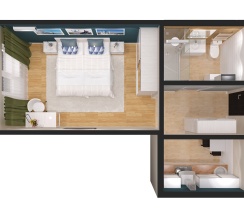 Однокомнатные двухместные апартаменты в Sibgat Apartments