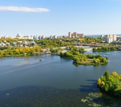 Двухместные апартаменты (двуспальная кровать) в Апартаменты Брутальный Лев на 23 этаже с панорамным видом на реку