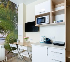 1-комнатные апартаменты эконом с 1 двуспальной кроватью (без окна) в Prim Rooms Apt Apartments (Прим Румс Апт Апартментс)