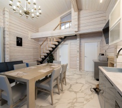 Дом из бруса с камином и баней из липы 4+2 в Snhaus