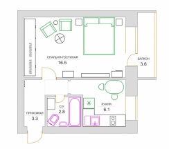 Апартаменты c 1 комнатой с балконом и с красивым видом из окна в Квартира Элегантная в Тихом Квартале Миллионеров
