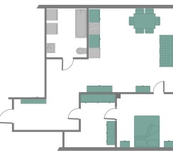 Апартаменты 2х комнатные 1й этаж в Белый снег
