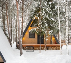 №3 A-Frame 60m2 с купелью (оснащение дома, стоимость купели и бани см. Подробнее) в Les holidays