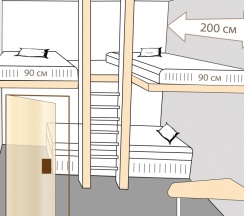 Трехместный двухуровневый номер в Алоха