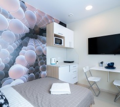 1-комнатные апартаменты эконом с 1 двуспальной кроватью (без окна) в Prim Rooms Apt Apartments (Прим Румс Апт Апартментс)
