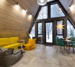 №3 A-Frame 60m2 с купелью (оснащение дома, стоимость купели и бани см. Подробнее) в Les holidays