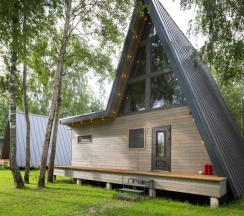 A-Frame № 7 (оснащение дома, стоимость купели и бани см. Подробнее) в Les holidays