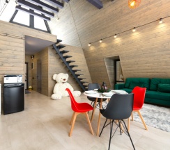 №7 A-Frame 100m2 с купелью и баней (оснащение дома, стоимость купели и бани см. Подробнее) в Les holidays