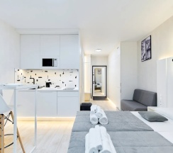 Двухместный номер Deluxe с балконом и с видом на город 2 отдельные кровати в Апартаменты Новые в Минск-Мир возле Avia mall