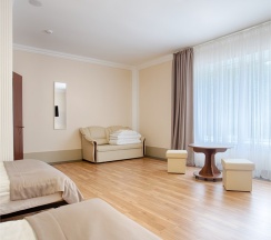 Семейный номер с 2 полутороспальными кроватями и раскладным диваном в Парк-отель