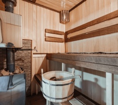 Aframe Black | Баня и банный чан на территории в Берёзовая роща