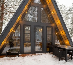 №4 A-Frame 60m2 с купелью (оснащение дома, стоимость купели и бани см. Подробнее) в Les holidays