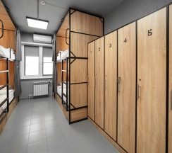 Кровать в мужском 4-местном номере (удобства на этаже) в Sleep box