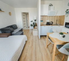 Студия Comfort с балконом и с красивым видом из окна в Апартаменты Esenin Sky Studio