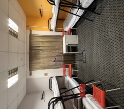 Кровать в мужском номере с 8 кроватями в Likehome