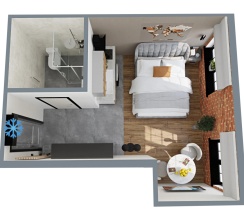 Двухместные апартаменты c 1 комнатой (двуспальная кровать) в GM Apartments