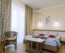 Номер стандарт с 1 двуспальной кроватью с балконом в ТриО