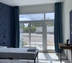 Синий  в Кровать