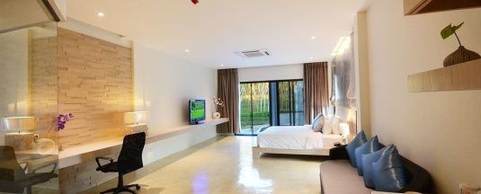Двухместный люкс с видом на бассейн двуспальная кровать в Wanaburi Resort