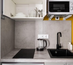Апартаменты студия с 1 двуспальной кроватью в Apartments Private (Апартментс Прайвит) на шоссе Волоколамское