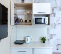 1-комнатные апартаменты эконом с 1 двуспальной кроватью (без окна) в Prim Rooms Apt Apartments (Прим Румс Апт Апартментс)