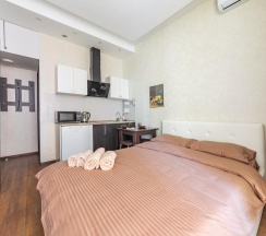 2-местные 1-комнатные апартаменты студия ул. Автозаводская, 23с931к4 с 1 двуспальной кроватью в Апартоника