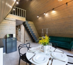 №5 A-Frame 50m2 с купелью (оснащение дома, стоимость купели и бани см. Подробнее) в Les holidays