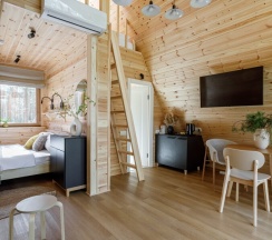 А-фрейм с террасой и купелью (dogs friendly) в Orsha River Club