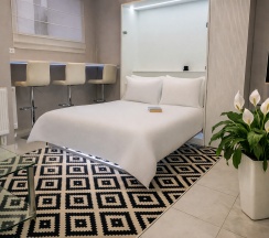 1-комнатные апартаменты с 1 двуспальной кроватью, 28.8 м², цокольный этаж в Апартаменты на Ветеранов