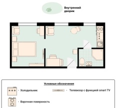 Делюкс Апартаменты с кроватью "Кинг-Сайз" и видом во внутренний дворик №6 в Соло Апарт Медиана