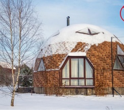 Купольный коттедж-сфера двухуровневый с камином №10 в Караван