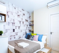 1-комнатные апартаменты эконом с 1 двуспальной кроватью (без окна) в Prim Rooms Apt Apartments (Прим Румс Апт Апартментс)