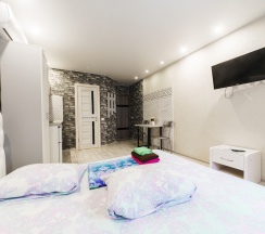 Двухместная студия с видом на город двуспальная кровать в Прометей