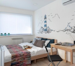 Апартаменты студия с 1 двуспальной кроватью (с видом на море) в Prim Rooms Apartments (Прим Румс Апартменс)