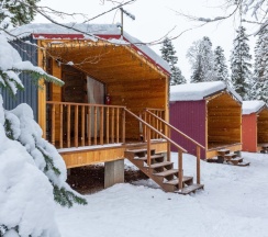 Двухместное шале Classic с красивым видом из окна двуспальная кровать в Forest house resort