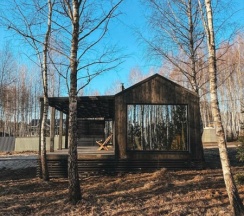 Модерн - дача с дровяным камином и ванной у панорамного окна в Domingo Dacha